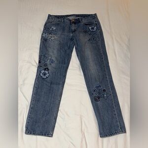 Michael Kors Blue Floral Straight Leg Jeans